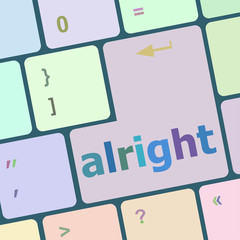 Poster - Computer keyboard button with alright word on it vector illustration