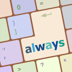 Poster - Computer keyboard button with always word on it vector illustration