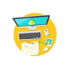 Fototapete - Design Graphic Work Space Flat