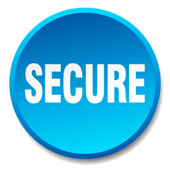 secure blue round flat isolated push button