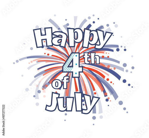 Poster Fourth of July Fireworks - Happy 4th of July clip art with red and blue firework