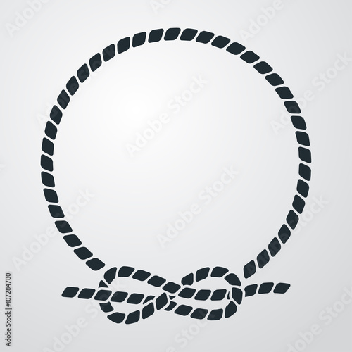Fotografía Icono plano circulo de cuerda con nudo en fondo degradado
