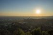 Griffith Park Trails and Century City at Sunset, sunlight and smog