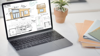Wall Mural - house layout floorplan blueprint sketch concept