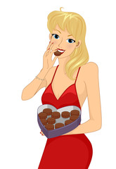 Wall Mural - Girl Chocolate Heart Box