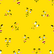 © popaukropa - Cartoon faces seamless pattern. Set of emotions on yellow backgr