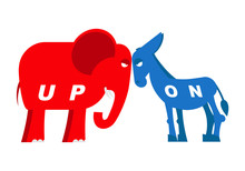 Red Elephant And Blue Donkey Symbols Of Political Parties In Ame
