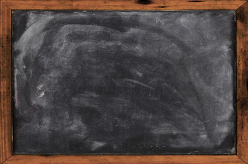 Real grunge blank blackboard copyspace with wood frame