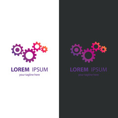 Aufkleber - Gear logo template. Gear symbol. Progress, teamwork sign. Gradient vector illustration.