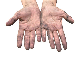 Wall Mural - Dirty hands / Dirty hands on white background.