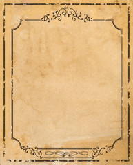 Wall Mural - old paper with patterned vintage frame - blank for your design