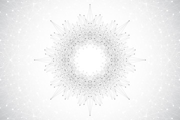 Poster - Geometric abstract form with connected lines and dots. Vector illustration
