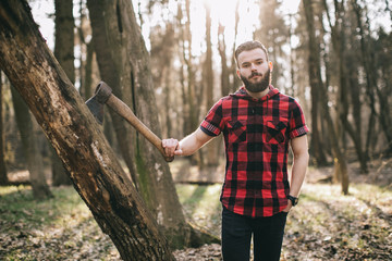 Wall Mural - Bearded man with ax