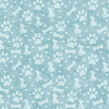 Teal Doggy Tile Pattern Repeat Background