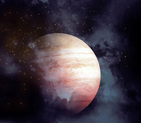 Wall Mural - planet and nebula - elements of this image furnished by nasa