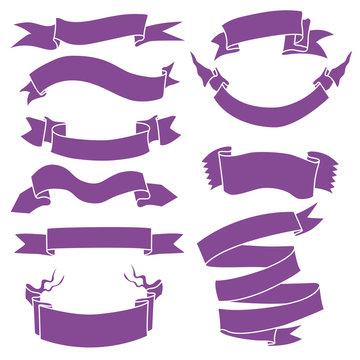 Vector Set of Purple Ribbons for Your Text