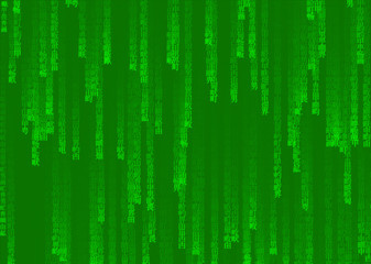 Canvas Print - Green Japan matrix background, computer generated code with Japanese and Chinese characters.