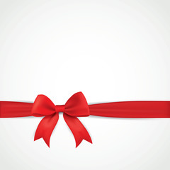 Wall Mural - Background with realistic red bow and ribbon