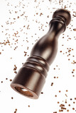 pepper mill and peppercorns, isolated on white