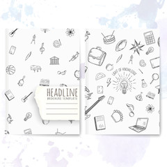 Wall Mural - Notebook template with hand drawn education doodles