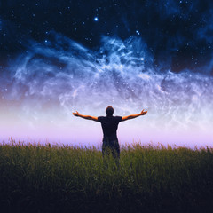 Wall Mural - man silhouette . elements of this image furnished by nasa