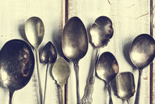 Vintage Spoons. Toned Image