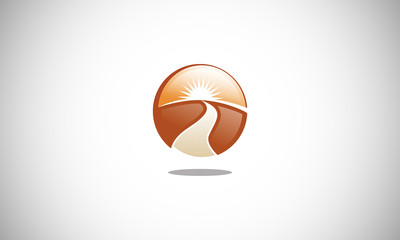 Road Street Sun Logo Vector