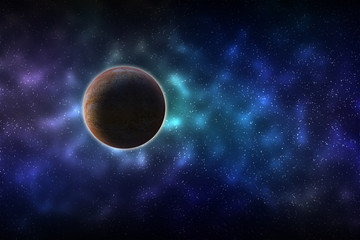 Wall Mural - planetoid in the colorful universe galaxy.