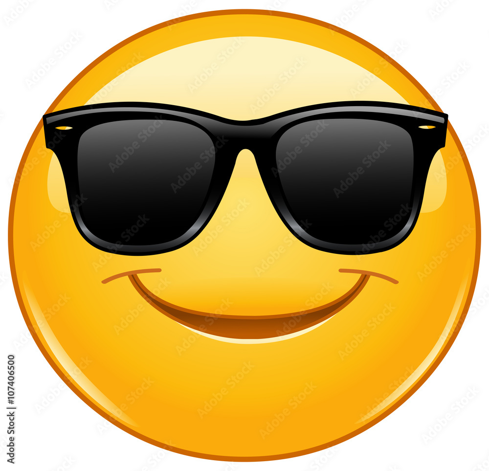 Smiling emoticon with sunglasses Stock Vector | Adobe Stock