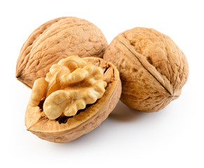 Wall Mural - Walnut isolated on the white background. With clipping path.
