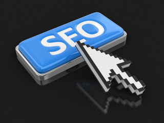 Fototapete - Cursor and button SEO. Image with clipping path