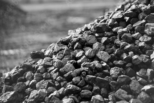 Cuadros en Lienzo Heap of coal. A place, where coal is stored for selling.