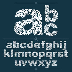Poster - Ecology style flowery font, vector typeset made using natural ornate