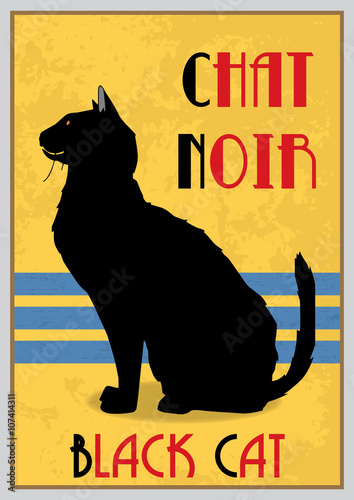 Nowoczesny obraz na płótnie Chat noir style art déco