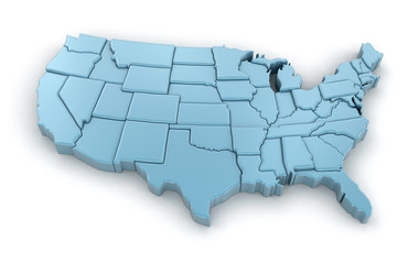 Poster - Map of USA. Image with clipping path.