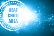 Blue Stamp On A Glittering Background: Deaf Child Sign