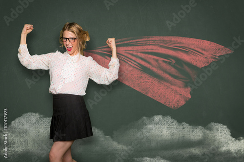 Fotomural Profesor nerd que muestra la fuerza de determinación orgullo educación será la f