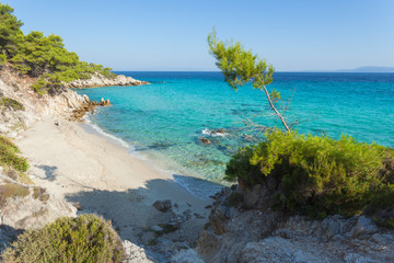 Wall Mural - View on idyllic lagoon with beautiful sandy beach