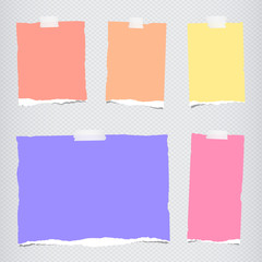 Poster - Pieces of torn colorful blank note paper sticked on gray squared pattern