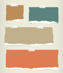 Poster - Pieces of torn colorful blank note paper sticked on lined pattern