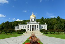 Vermont State House, Montpelier, Vermont, USA. Vermont State House Is Greek Revival Style Built In 1859.