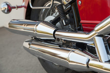 Close Up Shot Of A Motorcycle Exhaust Pipes