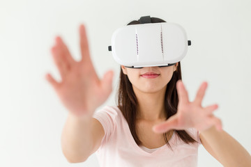 Woman using VR device