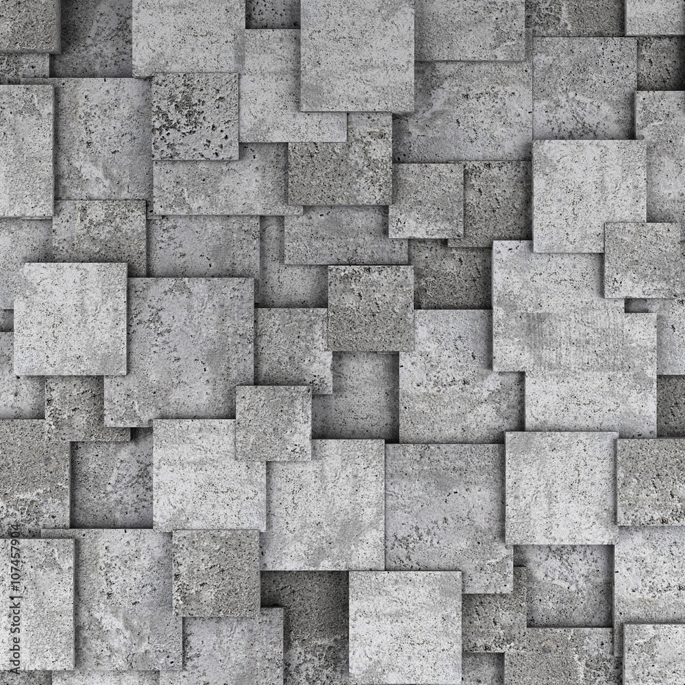 Concrete 3d cube wall background. 3D rendering - obrazy, fototapety, plakaty 