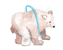 Watercolor White And ColorfulBear With Light Trails