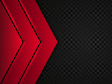 Black And Red Metallic Background. Vector Metallic Banner. Abstract Technology Background