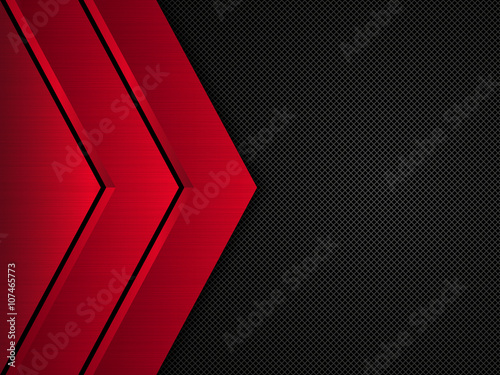 Black and red metallic background. Vector metallic banner. Abstract