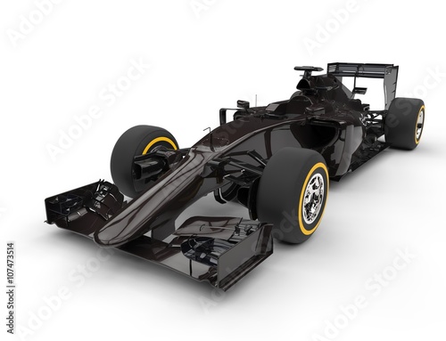 Fotografie, Tablou Dark brown formula one car - isolated on white background.