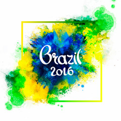 Inscription Brazil 2016 on background