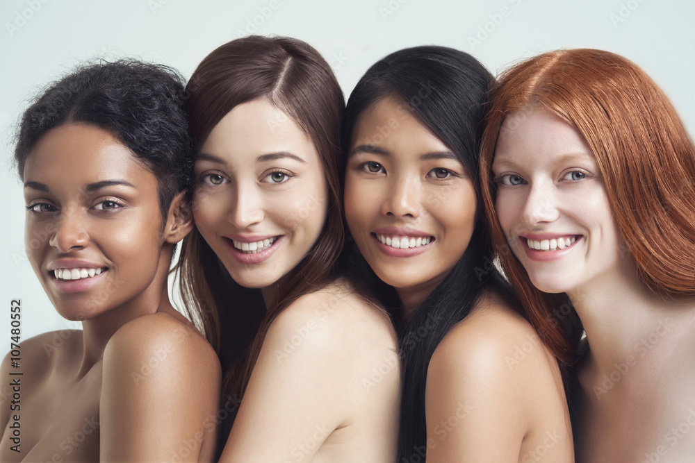 Multi-ethnic nude women posing together Stock Photo Adobe Stock